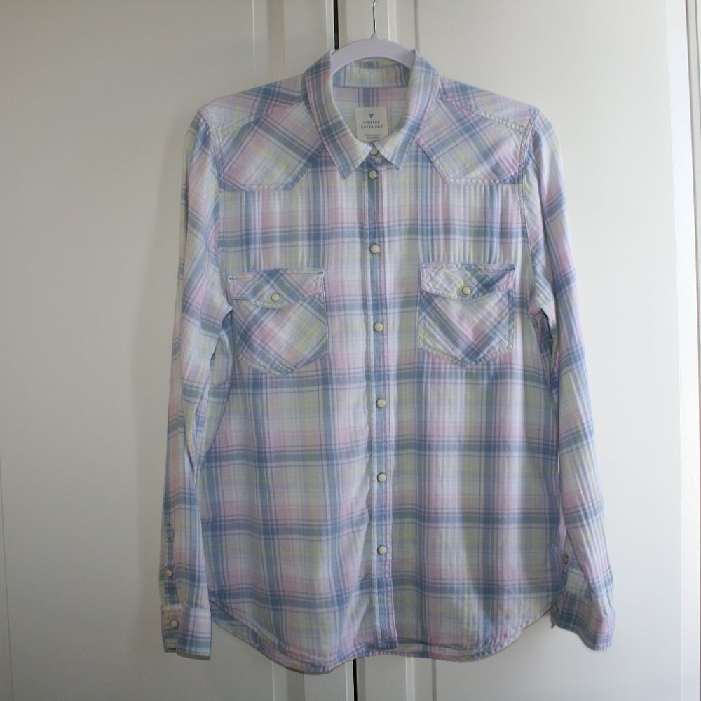 AEO | Vintage Boyfriend Flannel Shirt | Large
